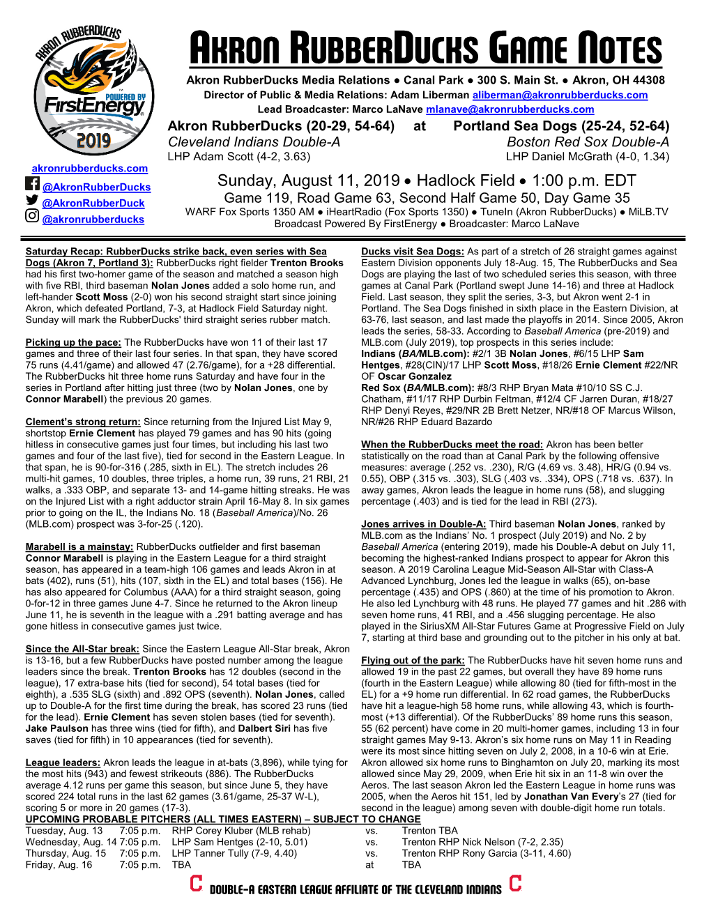 20190811 Rubberducks Game Notes