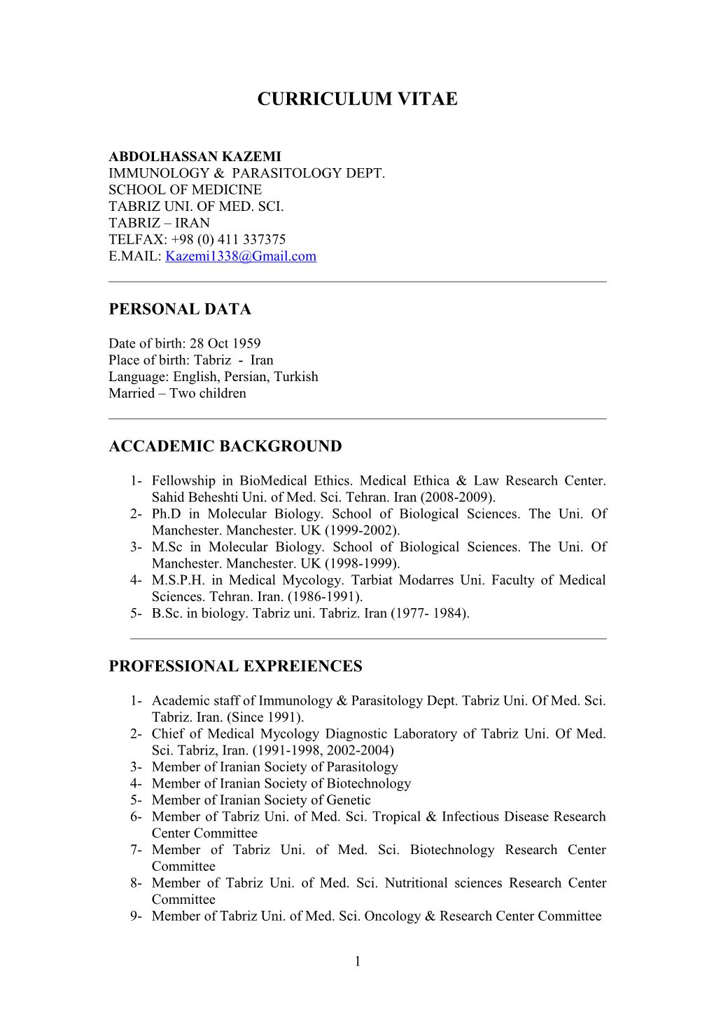 Curriculum Vitae s479