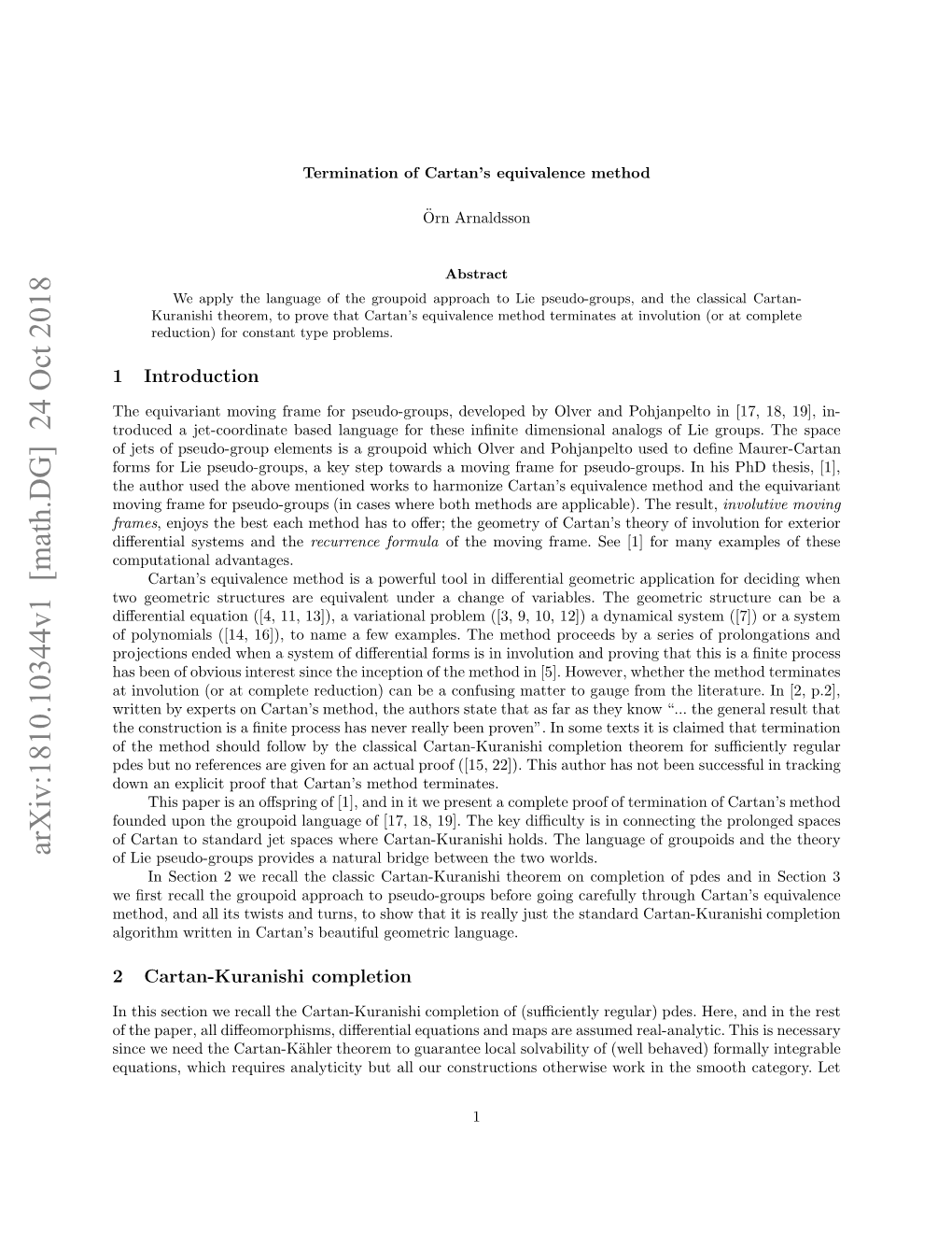 Termination of Cartan's Equivalence Method