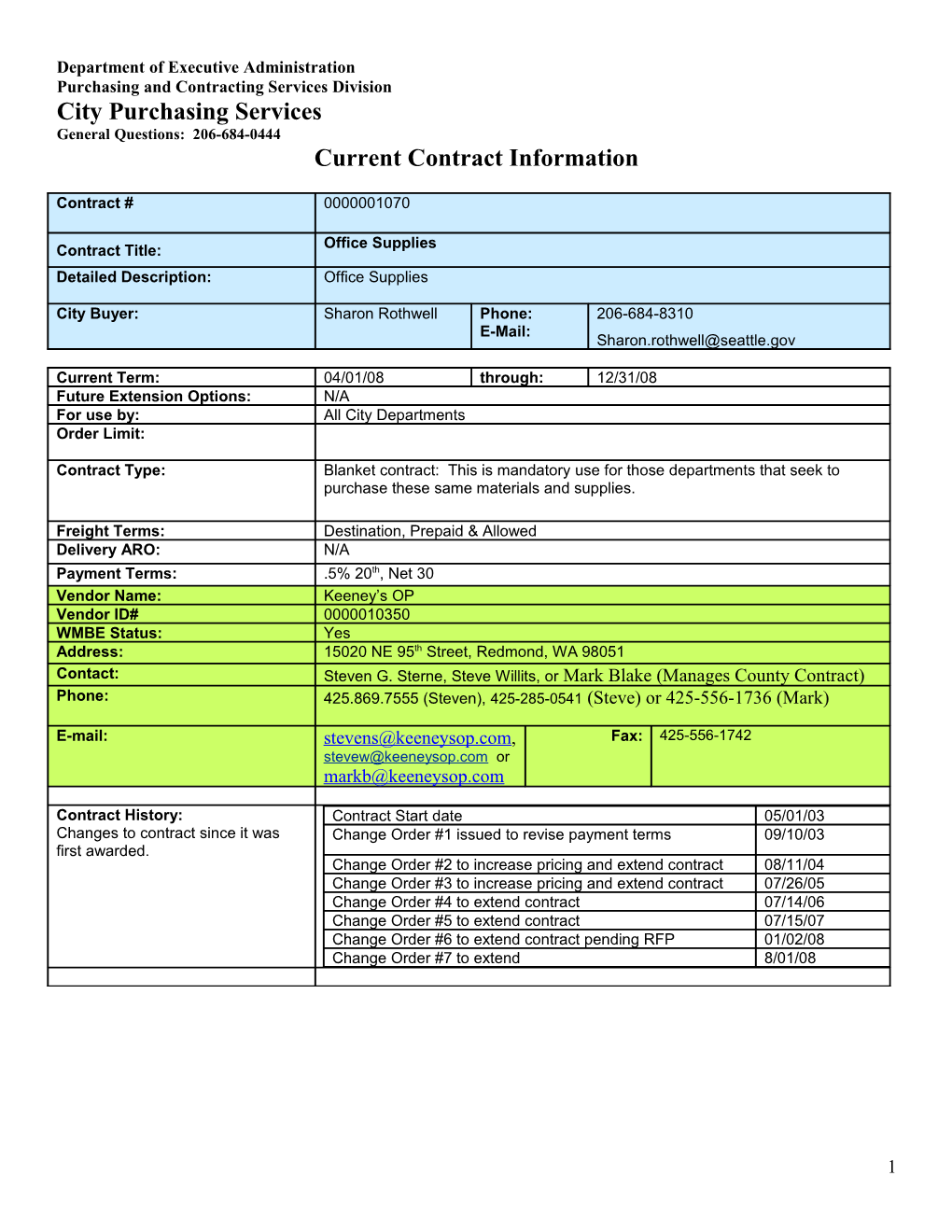 Current Contract Information Form s31