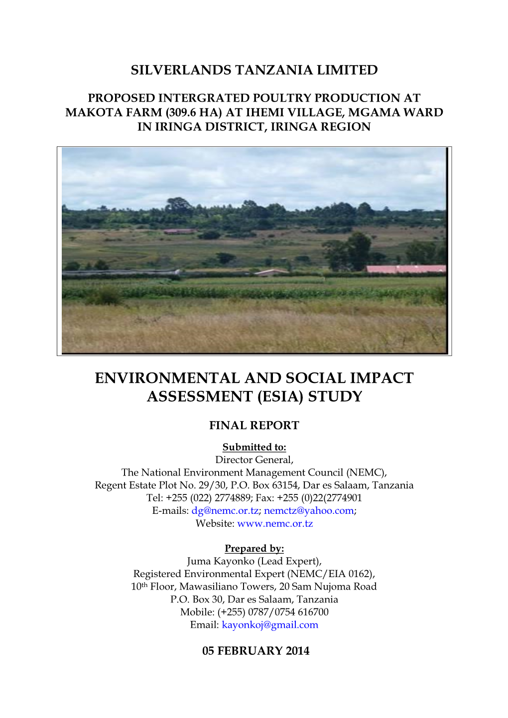 Environmental and Social Impact Assessment (Esia) Study