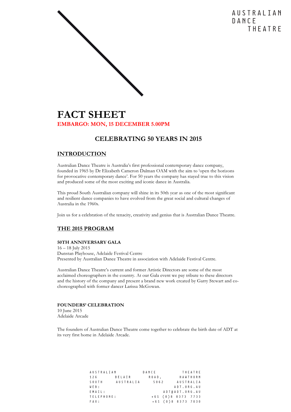 Fact Sheet Embargo: Mon, 15 December 5.00Pm