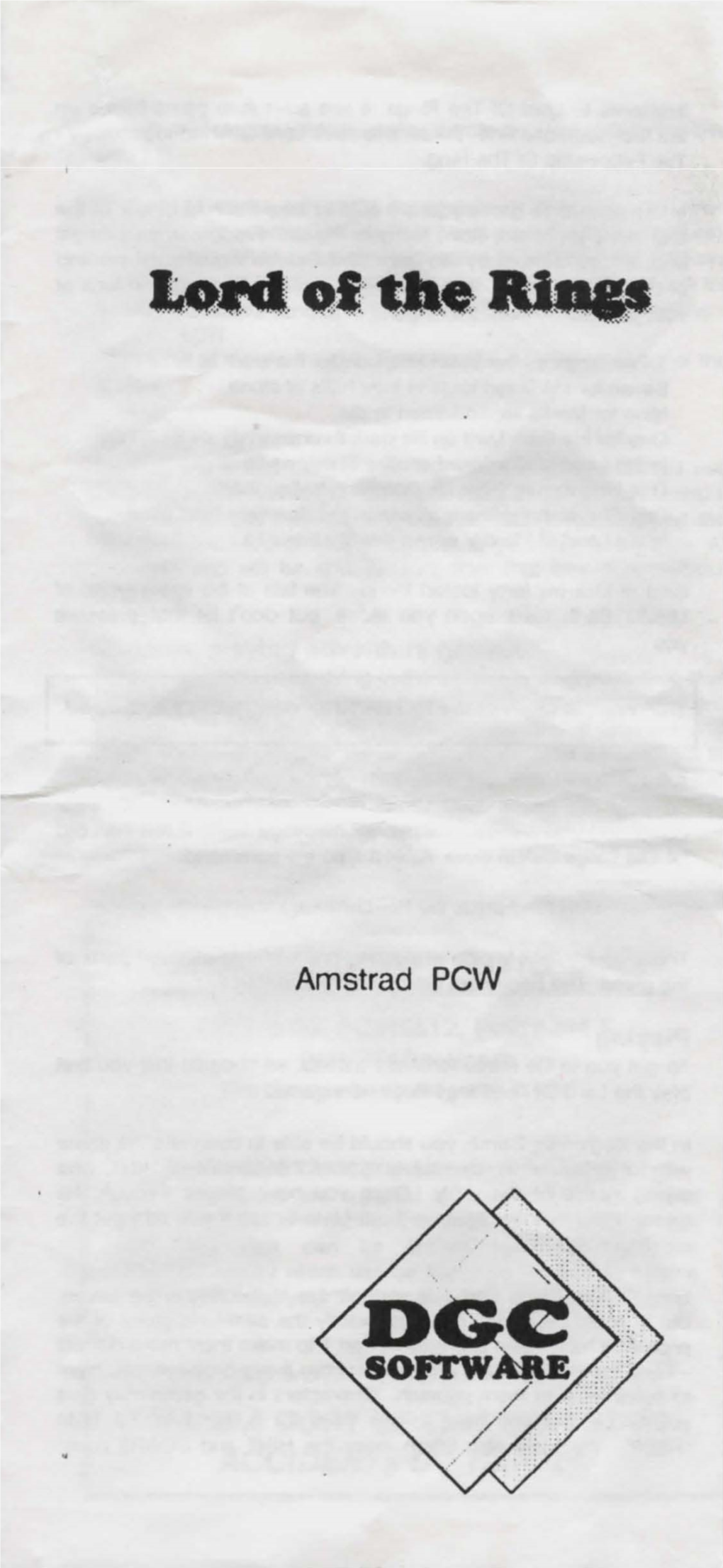 Amstrad PCW Welcome to Lord of the Rings, a Text Adventure Game Based on Mands, So It's Not Too Easy