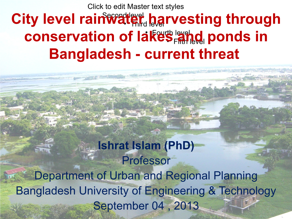 City Level Rainwater Harvesting Through Conservation of Lakes and Ponds In