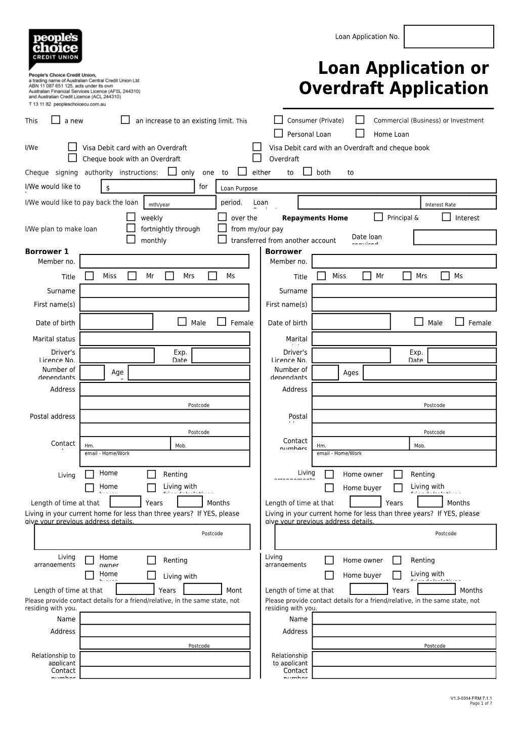 Loan Application Or Overdraft Application