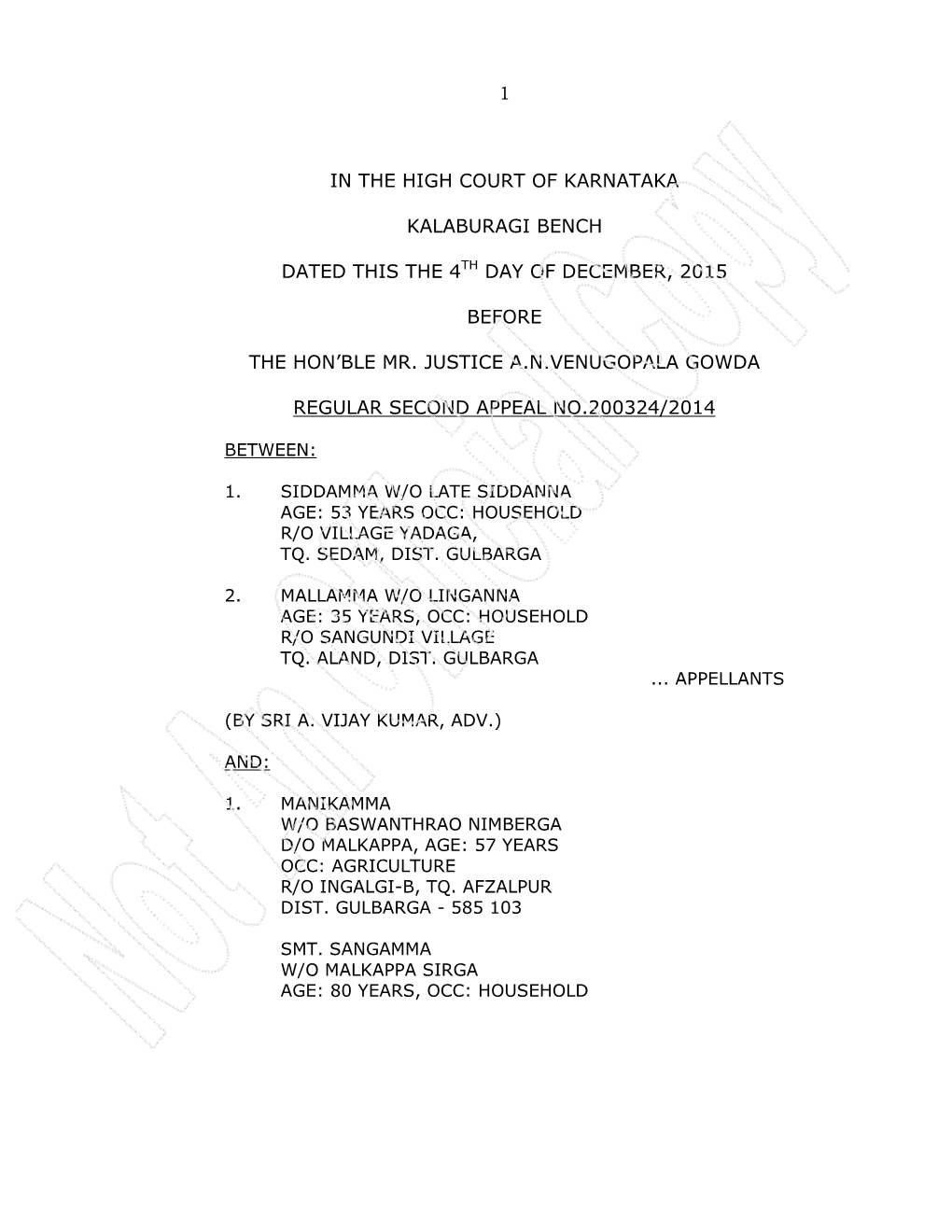 1 in the High Court of Karnataka Kalaburagi