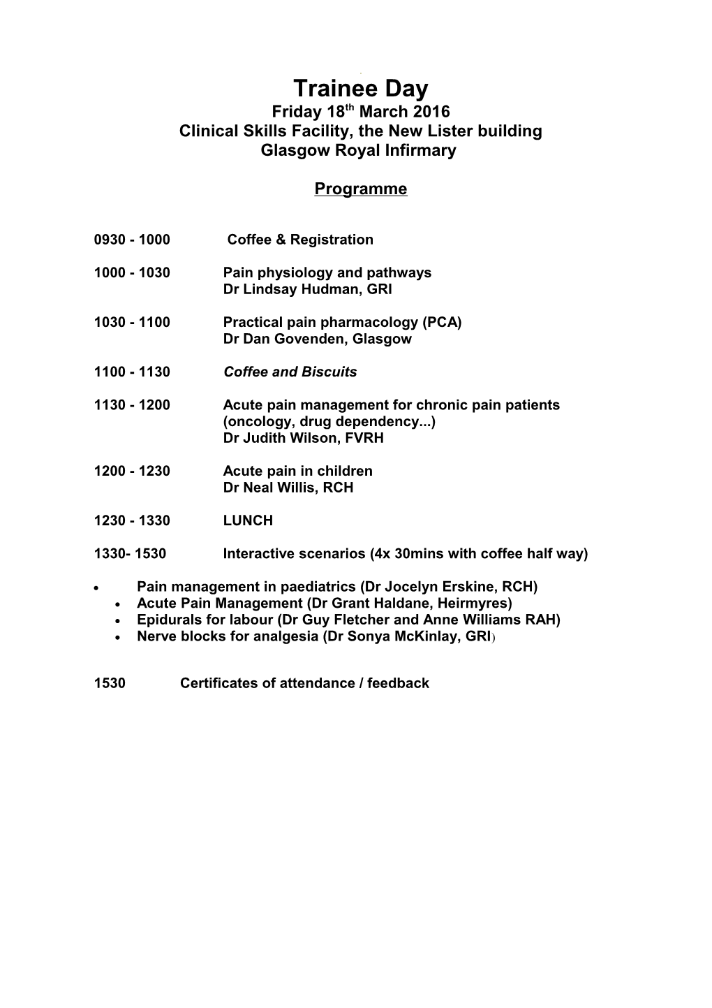 Scottish Paediatric Anaesthetic Network Inaugural Meeting