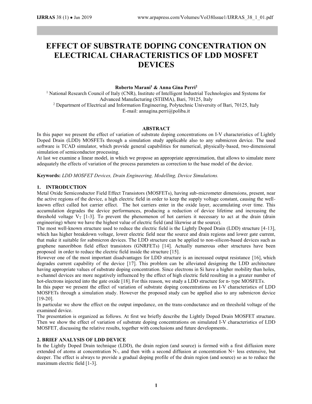 Effect of Substrate Doping Concentration on Electrical Characteristics of Ldd Mosfet Devices