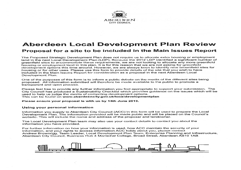 Proposal for a Site to Be Included in the Main Issues Report