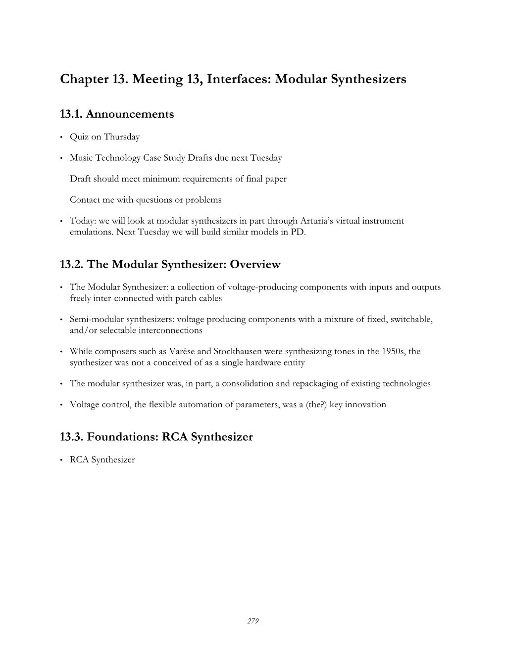 Interfaces: Modular Synthesizers, Session 13