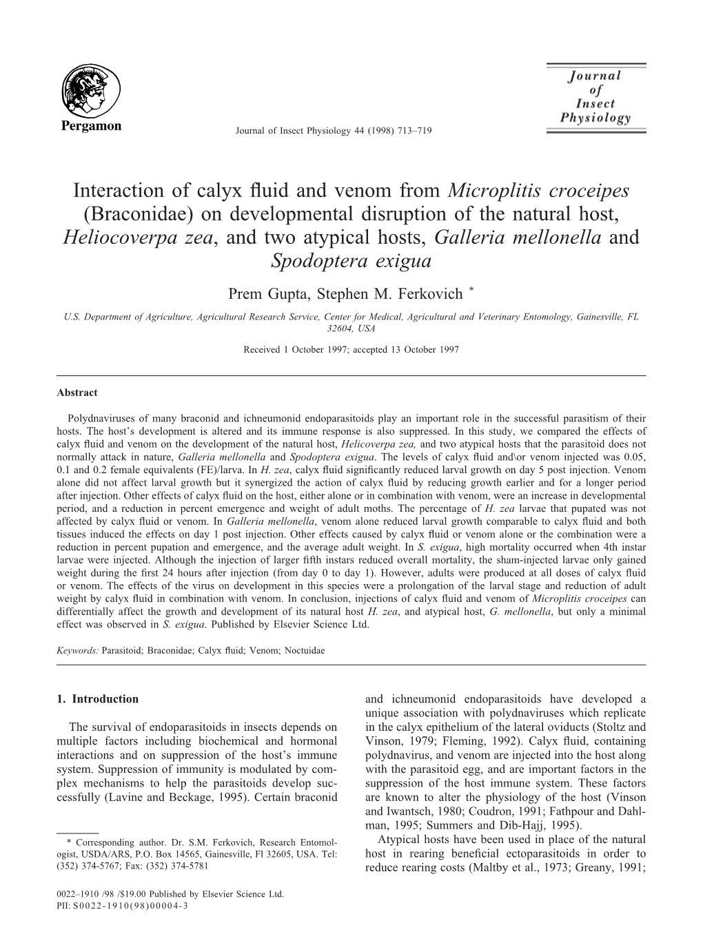 Interaction of Calyx Fluid and Venom from Microplitis