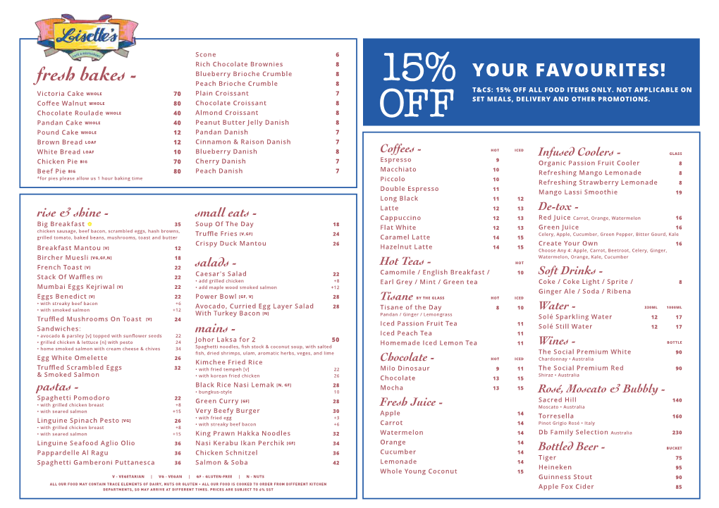 15% T&Cs: 15% Off All Food Items Only