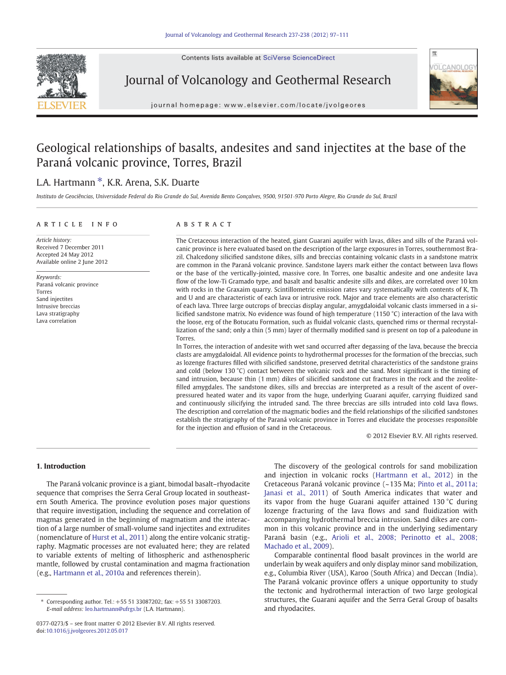 Geological Relationships of Basalts, Andesites and Sand Injectites at the Base of the Paraná Volcanic Province, Torres, Brazil