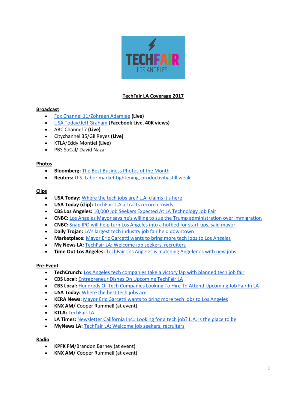 1 Techfair LA Coverage 2017 Broadcast