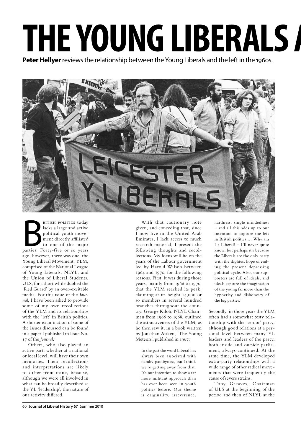 Peter Hellyerreviews the Relationship Between the Young Liberals and the Left in the 1960S