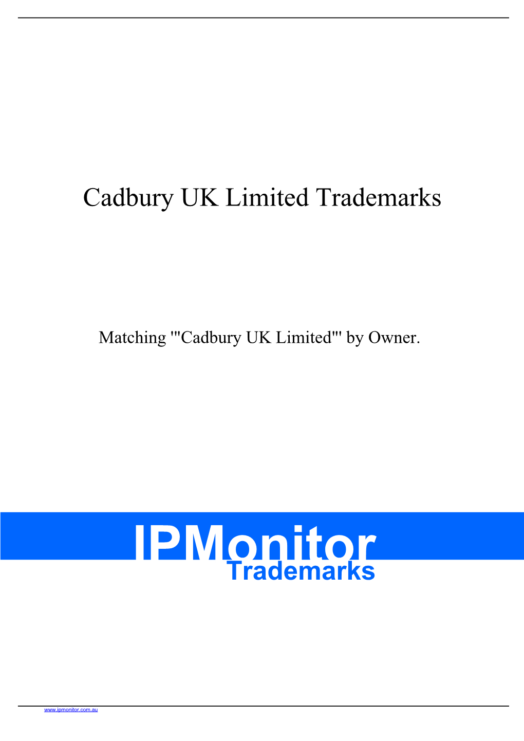 Cadbury UK Limited Trademarks