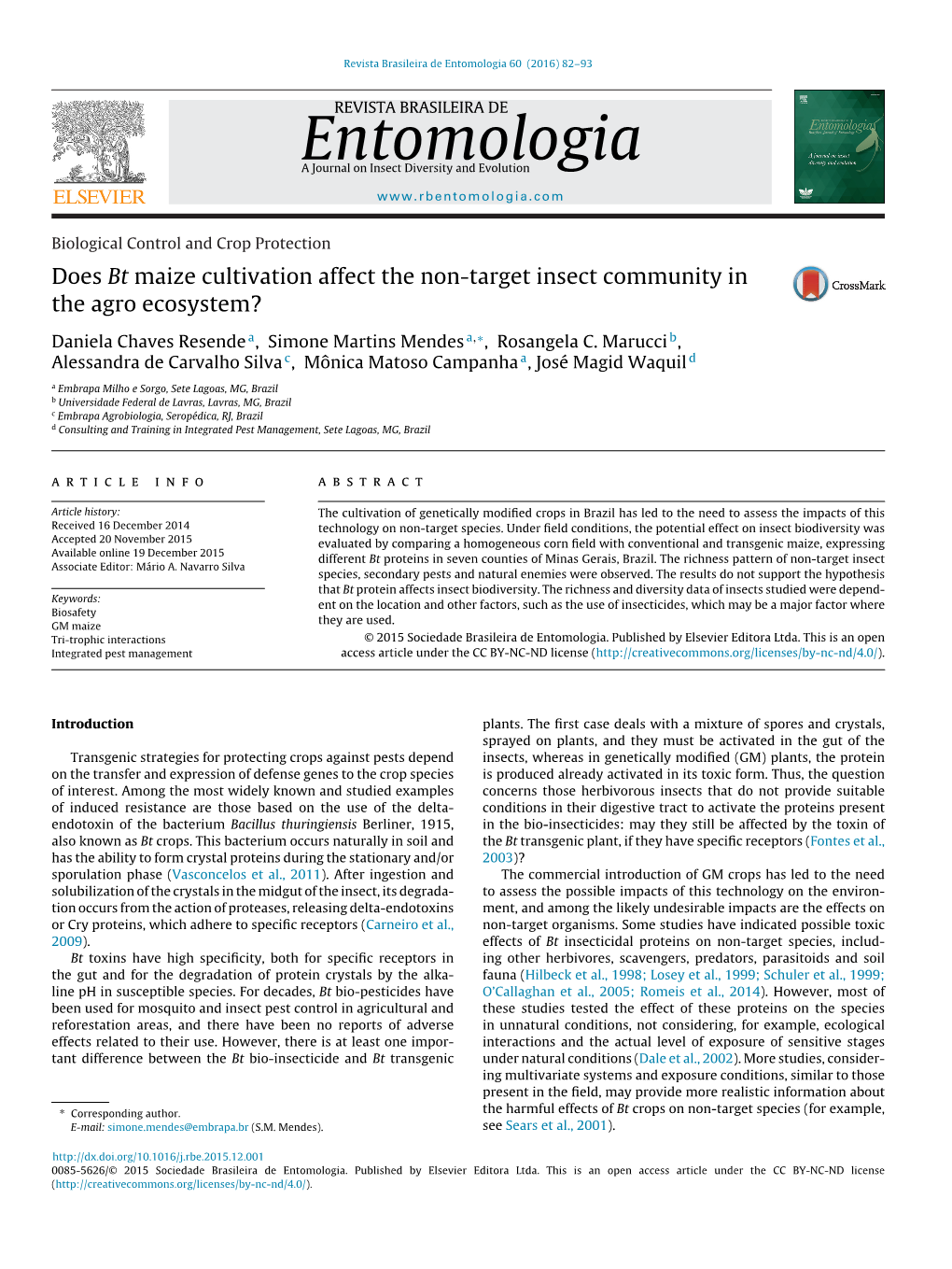 Does Bt Maize Cultivation Affect the Non-Target Insect Community in the Agro Ecosystem?