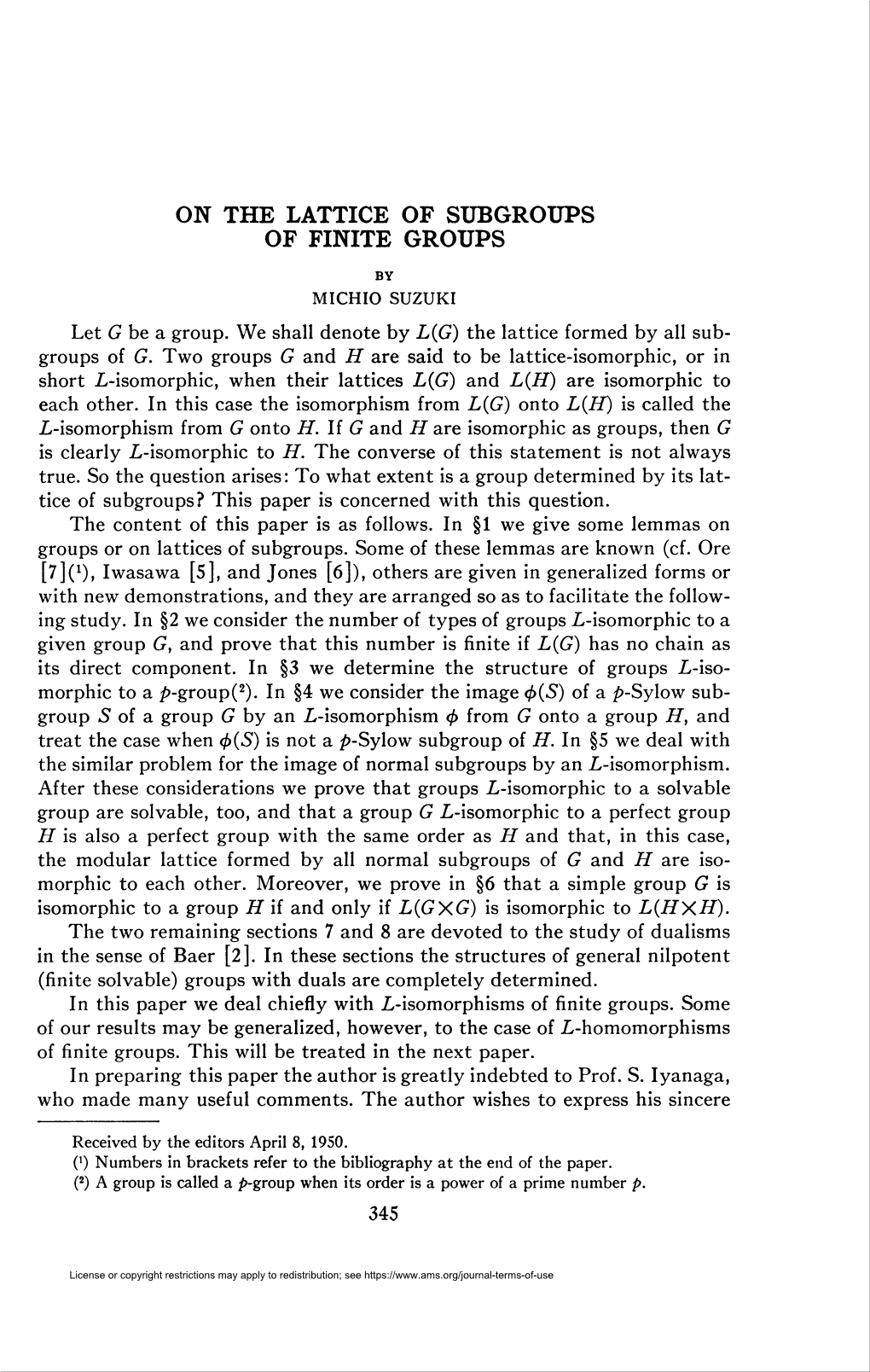 On the Lattice of Subgroups of Finite Groups