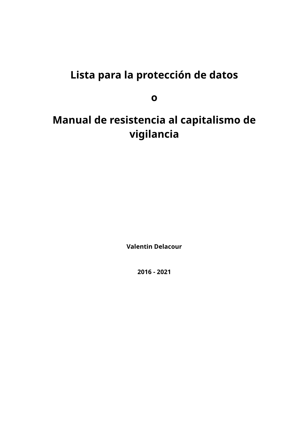 Lista Para La Protección De Datos O Manual De Resistencia