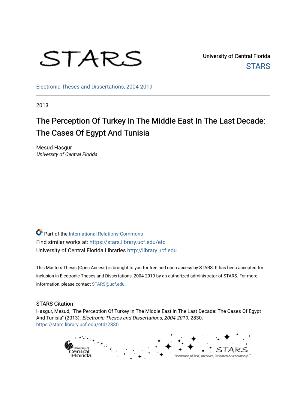 The Perception of Turkey in the Middle East in the Last Decade: the Cases of Egypt and Tunisia