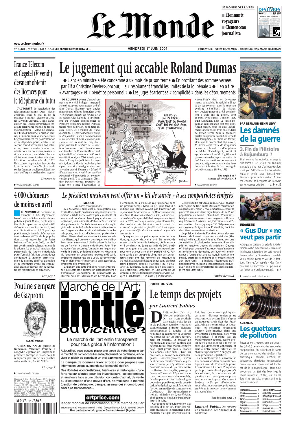 LE MONDE/PAGES&lt;UNE&gt;