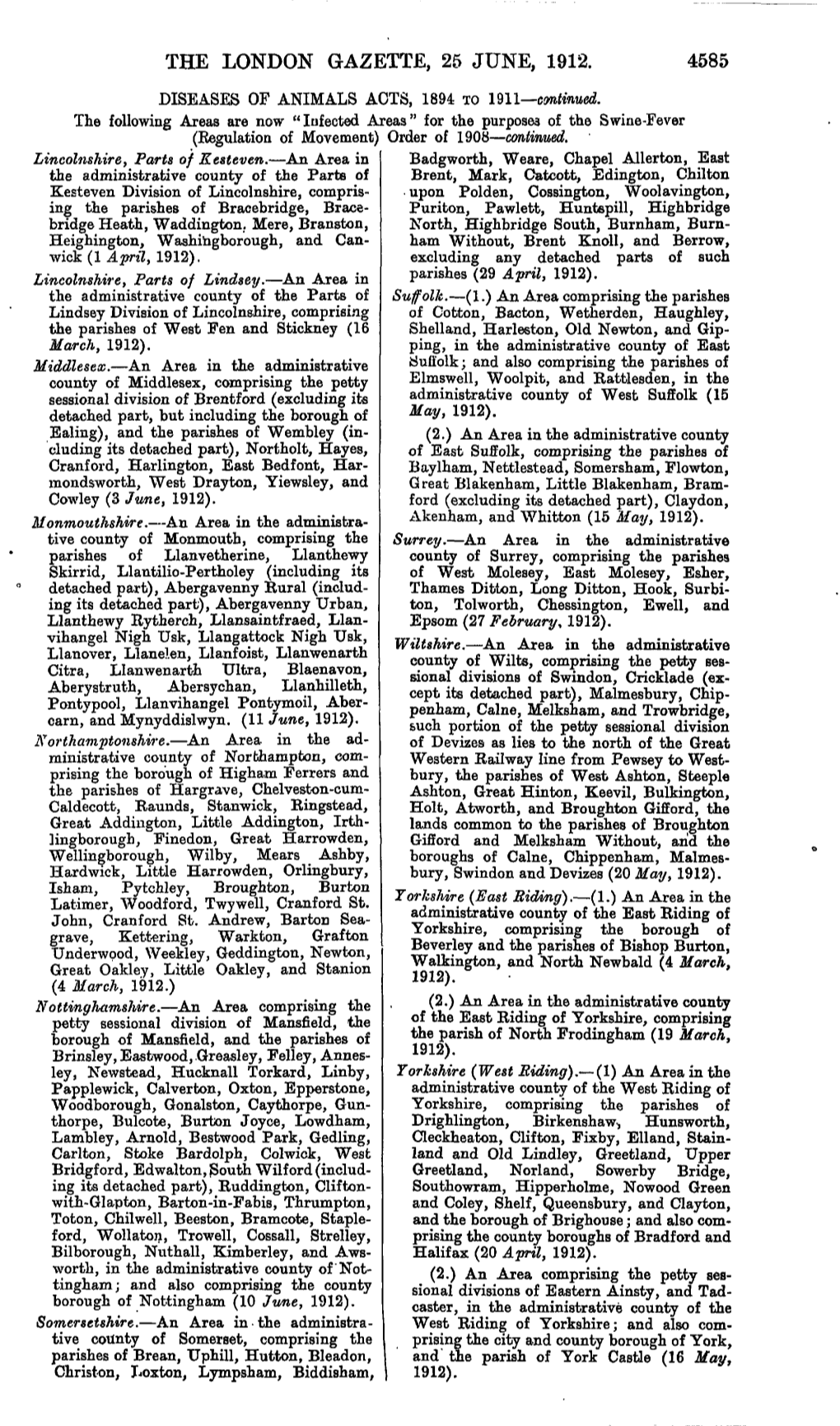The London Gazette, 25 June, 1912. 4585