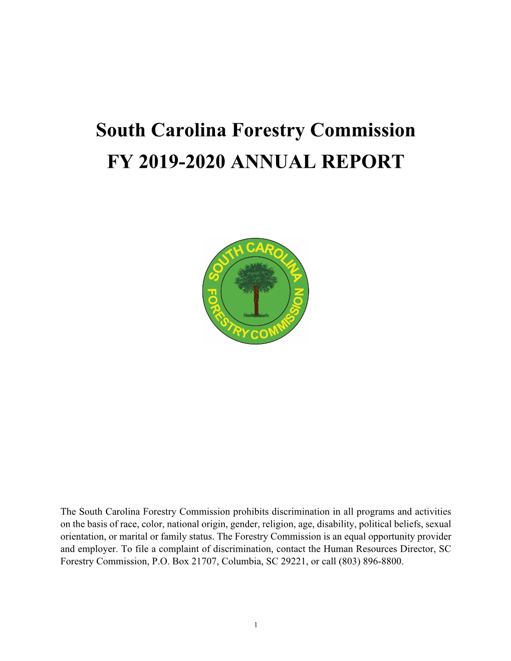 South Carolina Forestry Commission FY 2019-2020 ANNUAL REPORT
