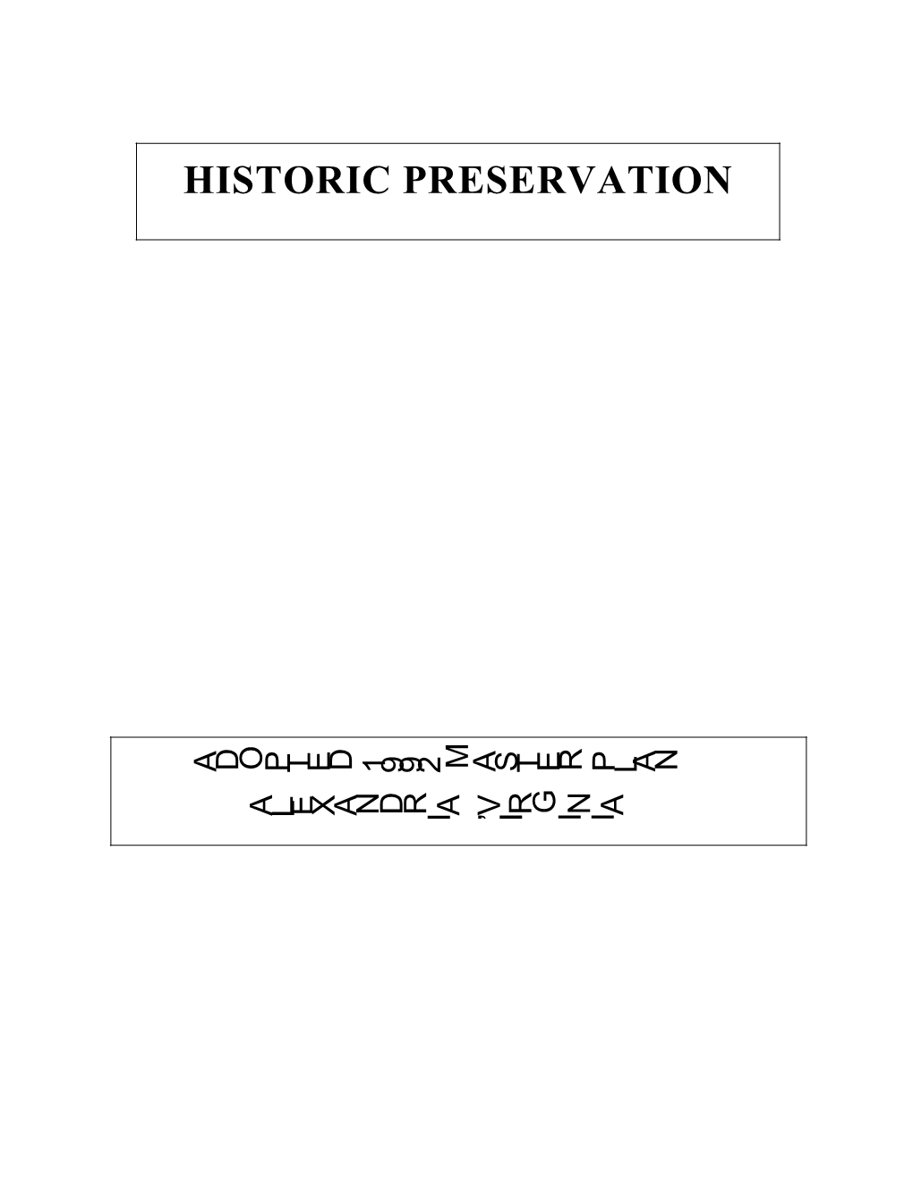 Alexandria Master Plan for Historic Preservation