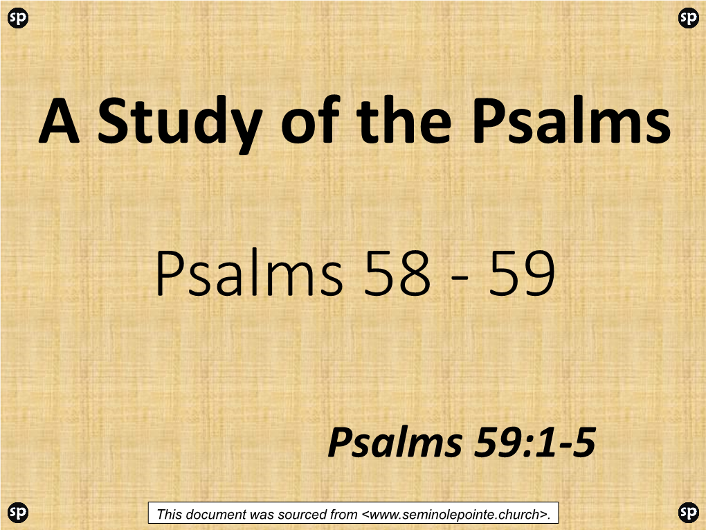 A Study of the Psalms Psalm 1