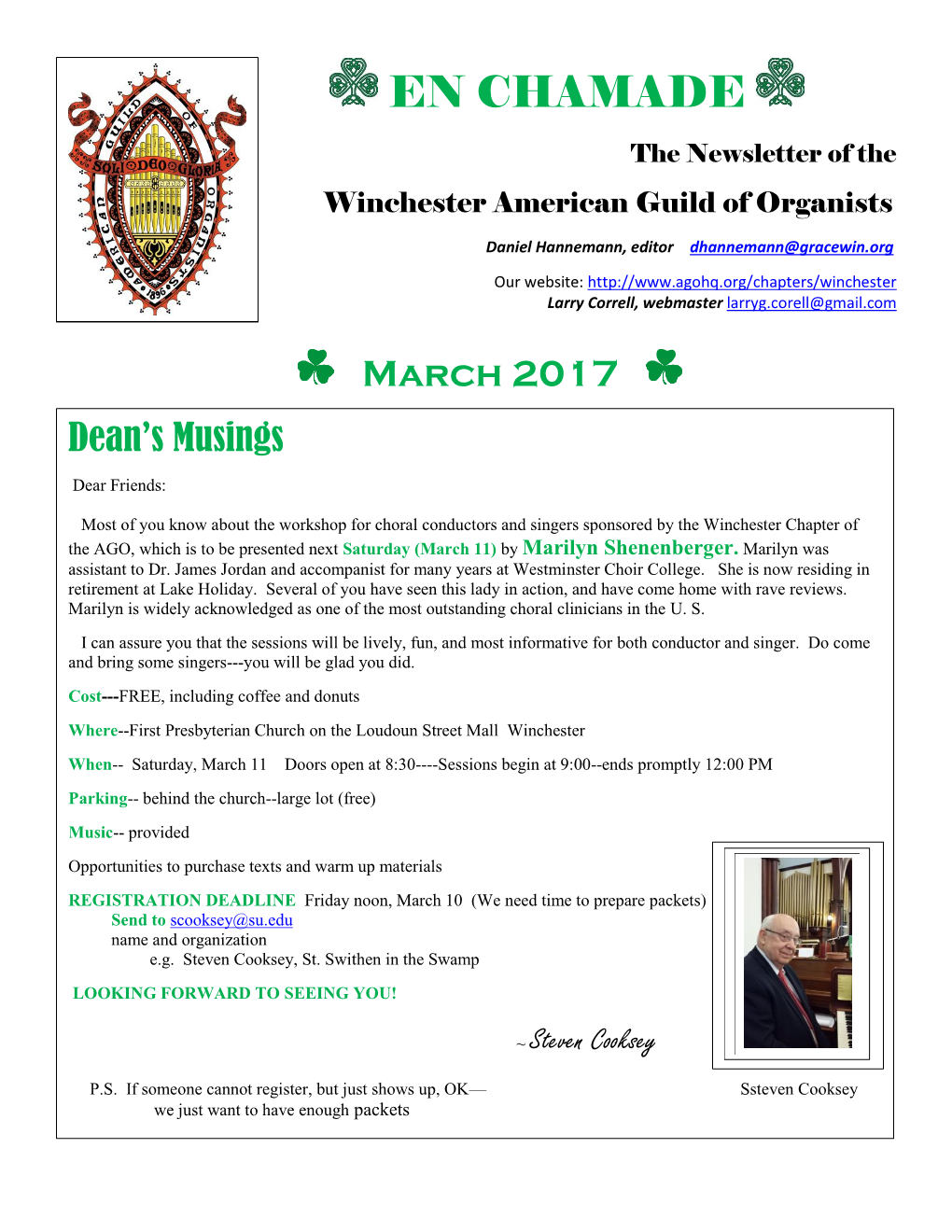 EN CHAMADE the Newsletter of the Winchester American Guild of Organists