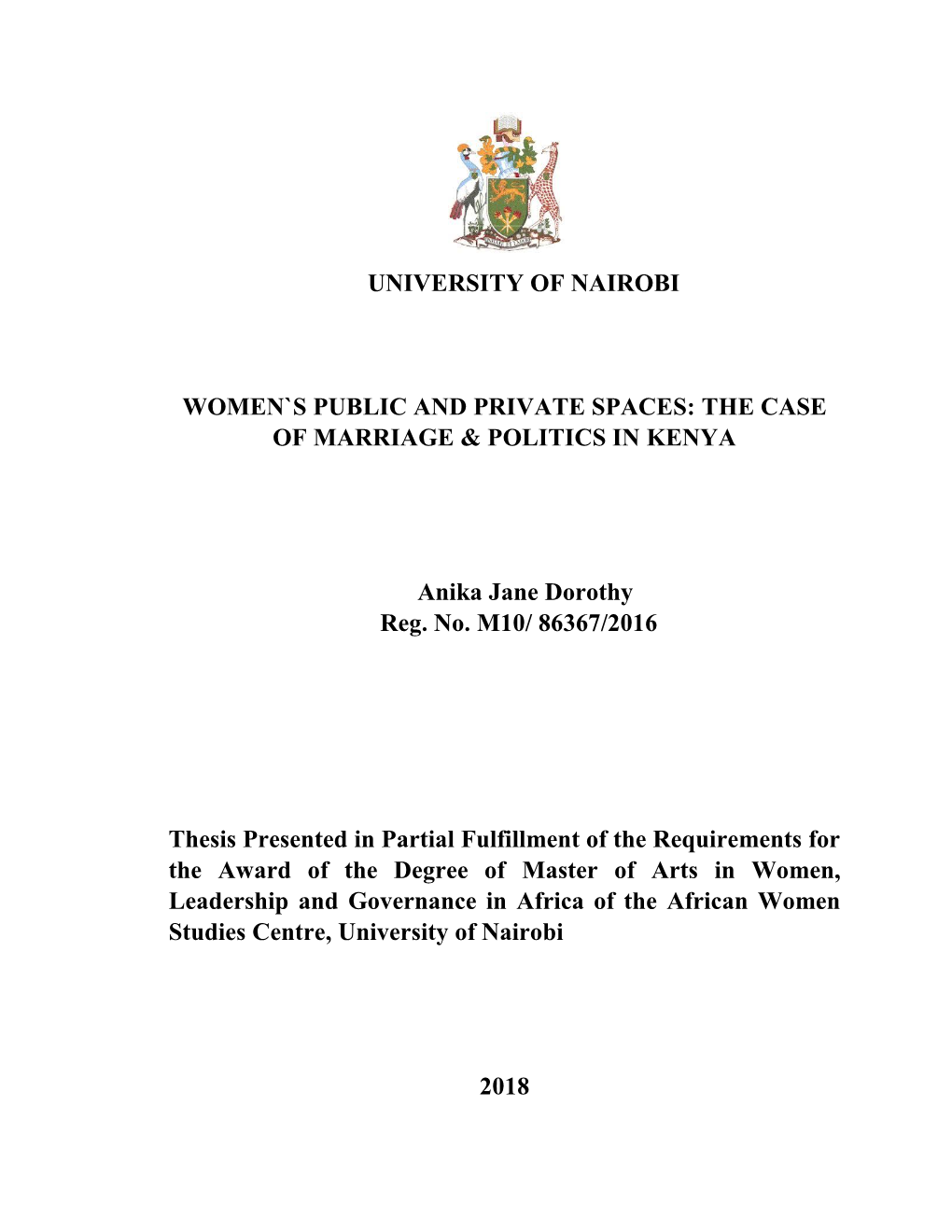 Women`S Public and Private Spaces: the Case of Marriage & Politics In