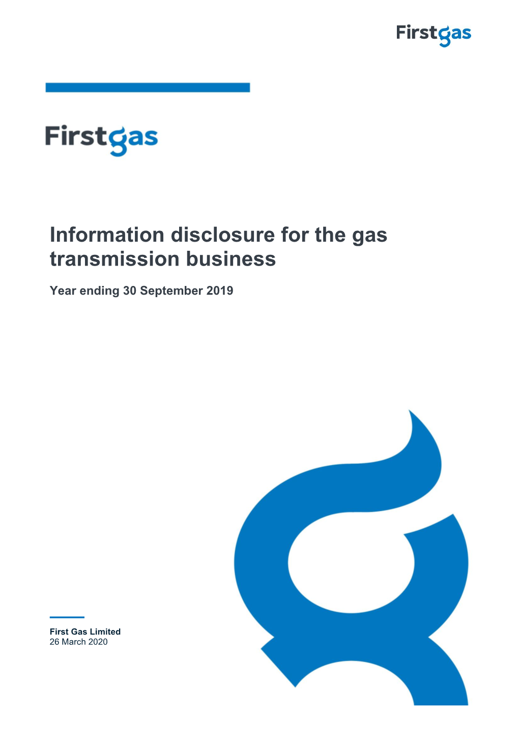 Information Disclosure for the Gas Transmission Business