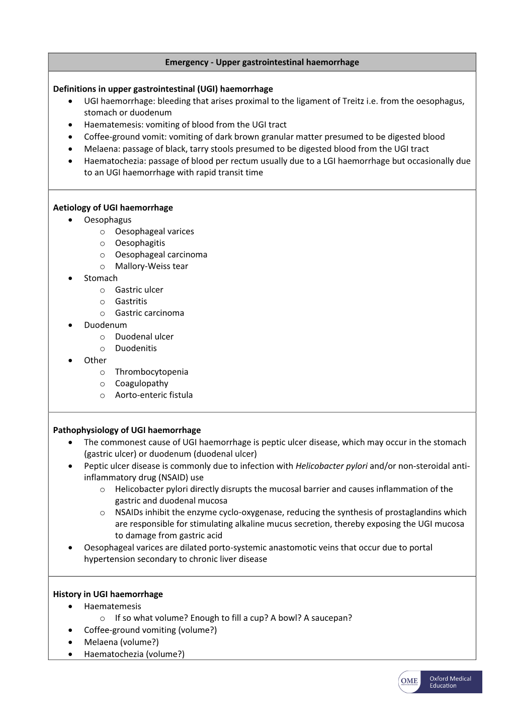 Upper GI Haemorrhage