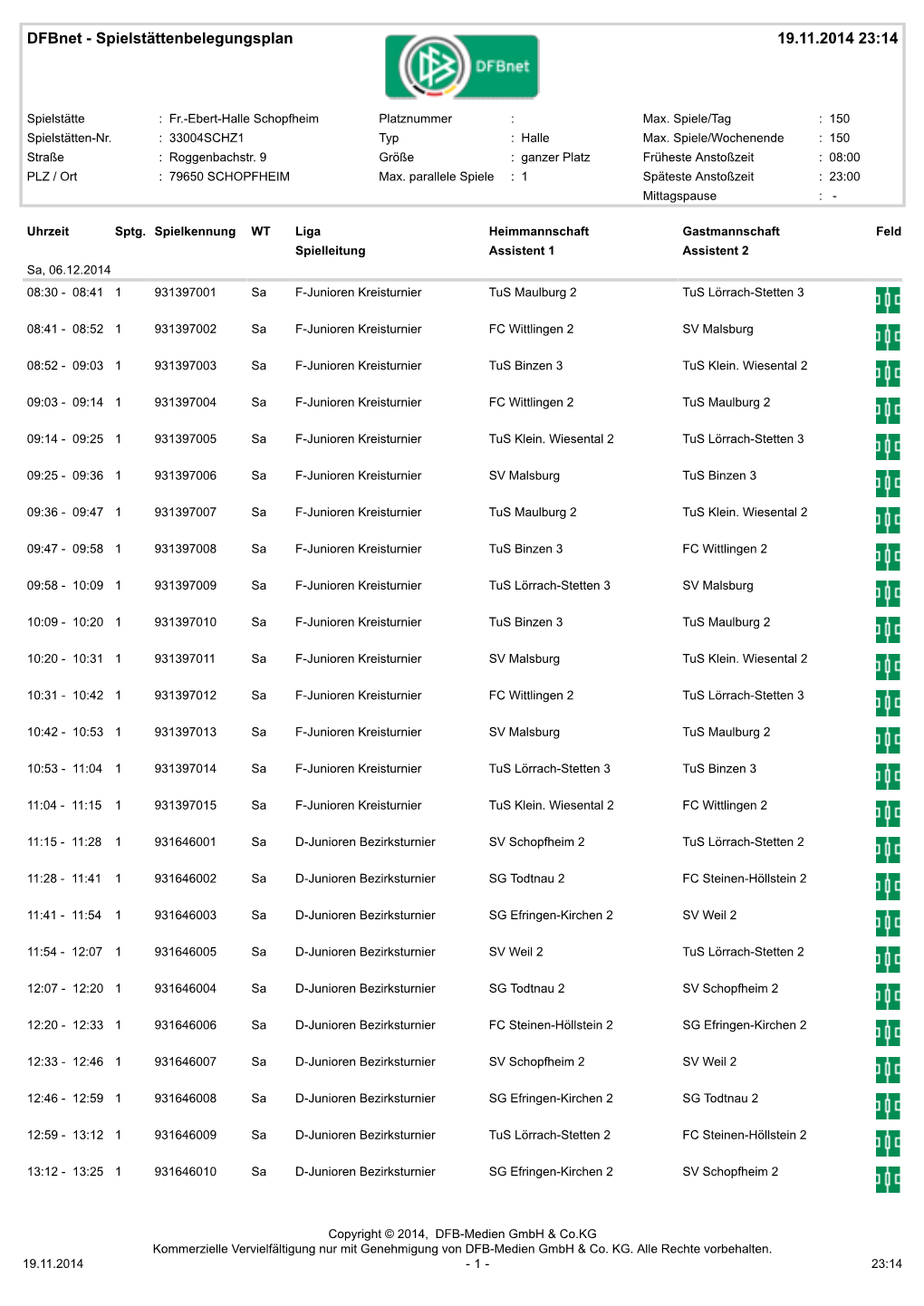 Dfbnet - Spielstättenbelegungsplan 19.11.2014 23:14