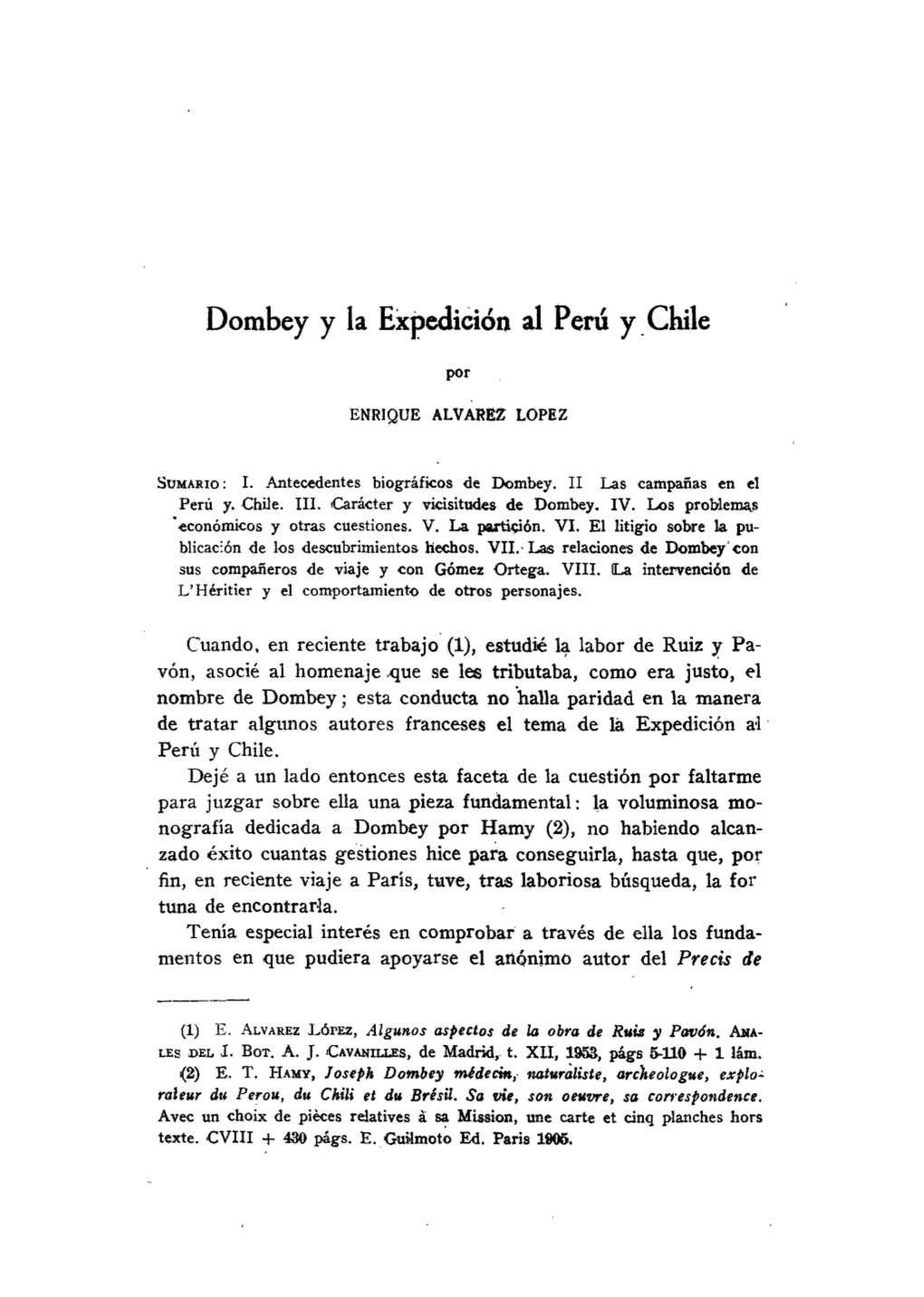 Dombey Y La Expedición Al Perú Y Chile