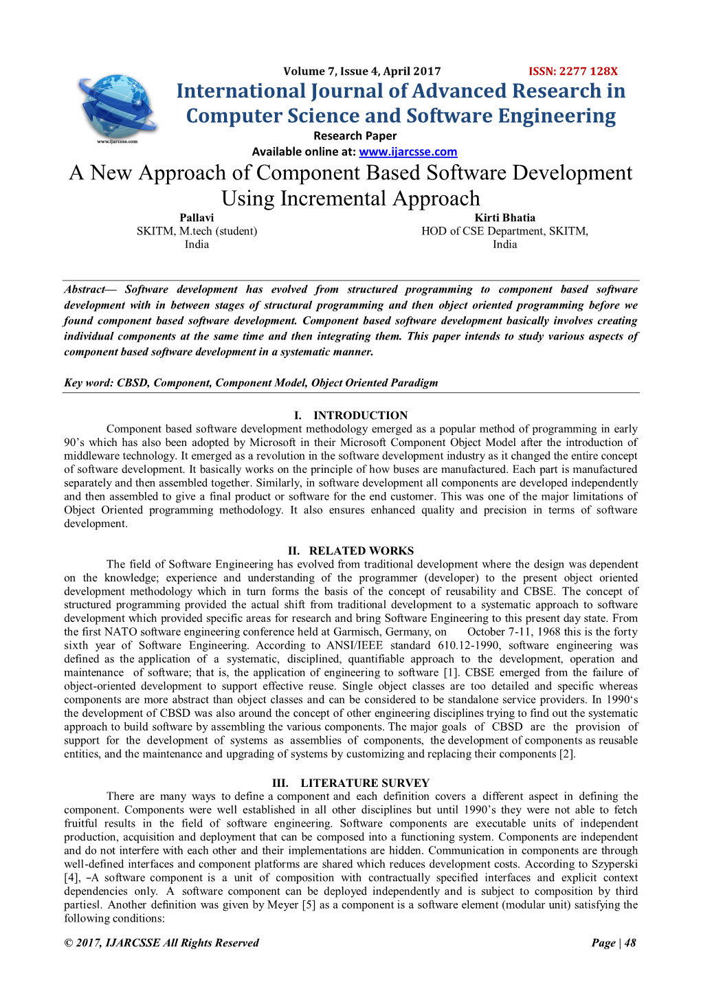 A New Approach of Component Based Software Development