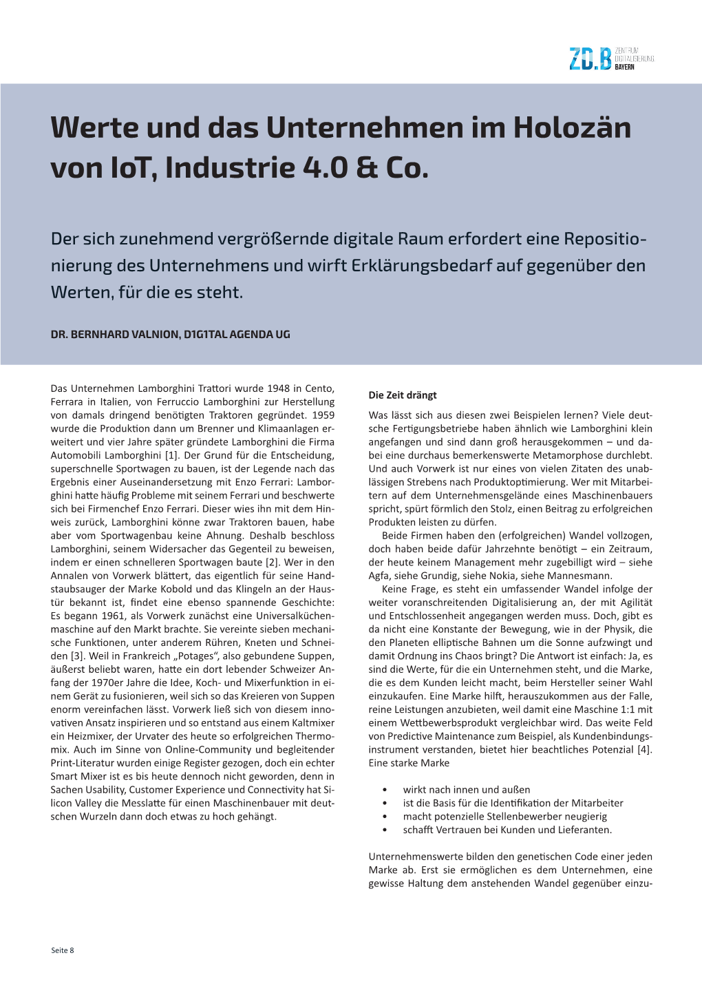 Werte Und Das Unternehmen Im Holozän Von Iot, Industrie 4.0 &