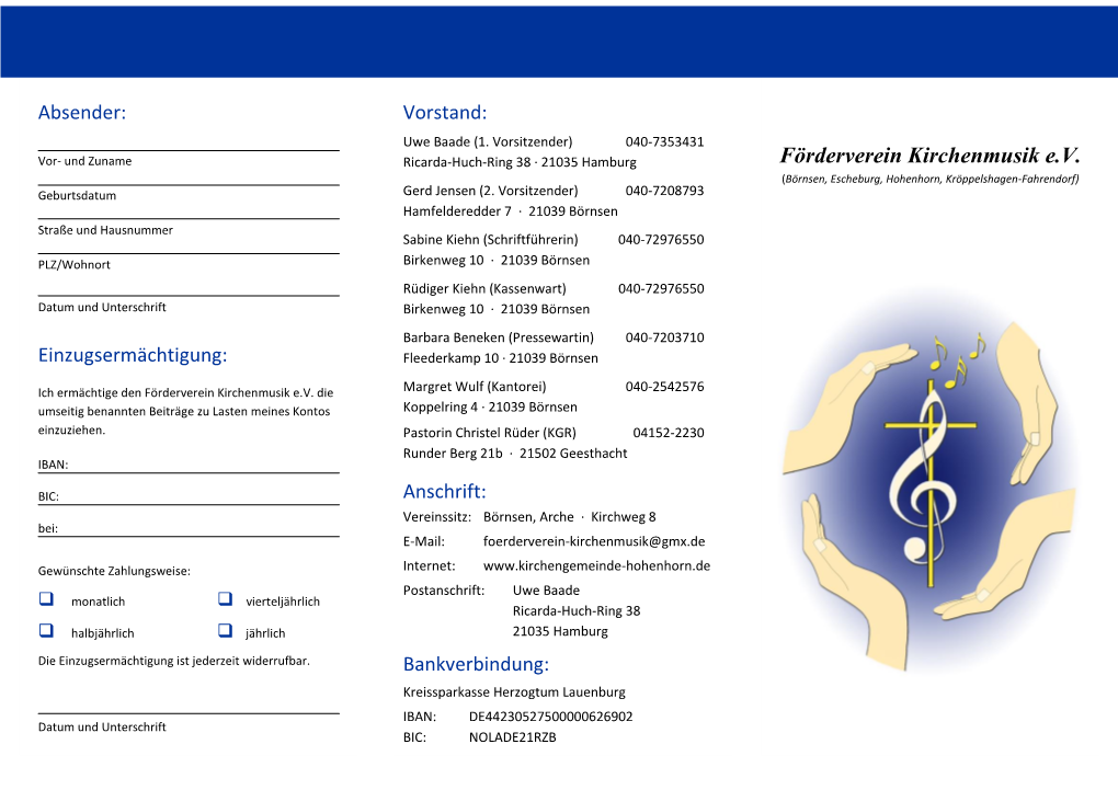 Förderverein Kirchenmusik E.V. (Börnsen, Escheburg, Hohenhorn, Kröppelshagen-Fahrendorf) Geburtsdatum Gerd Jensen (2