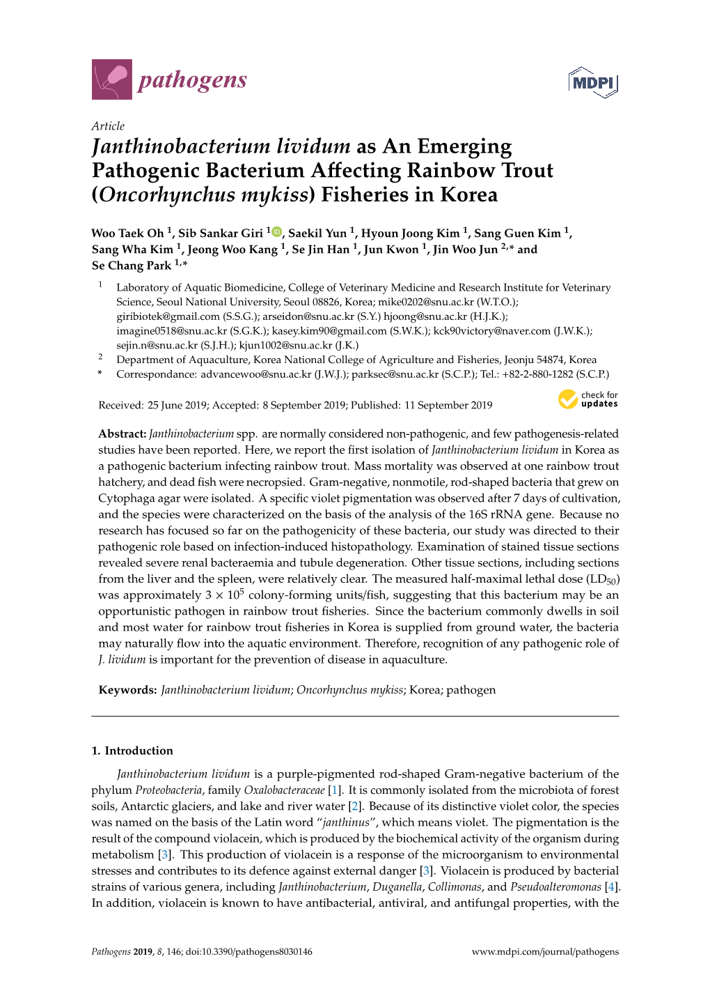 Janthinobacterium Lividum As an Emerging Pathogenic Bacterium Affecting Rainbow Trout