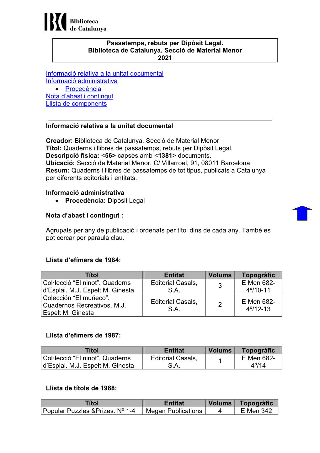 Passatemps, Rebuts Per Dipòsit Legal. Biblioteca De Catalunya. Secció De Material Menor 2021