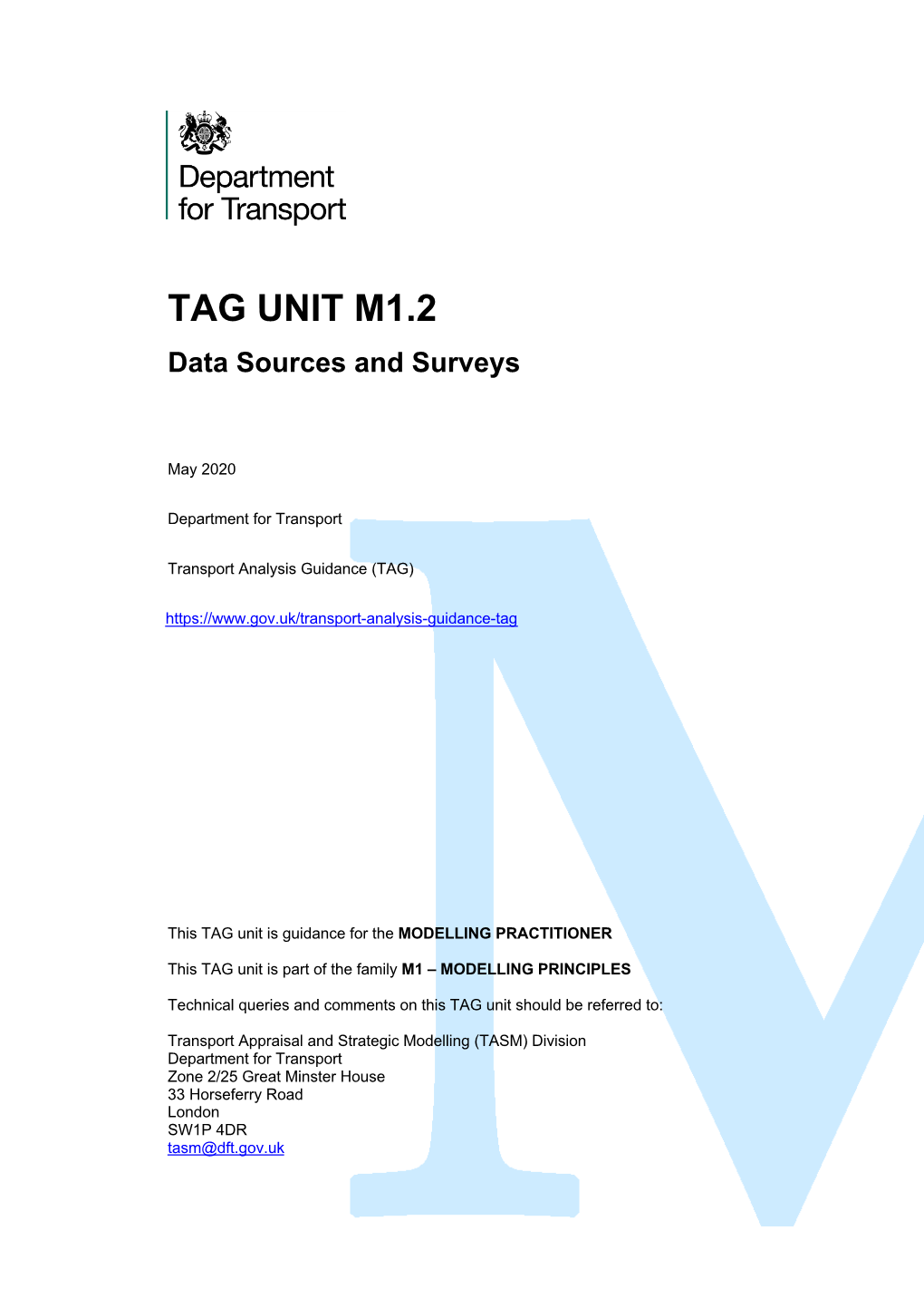 TAG UNIT M1.2 Data Sources and Surveys