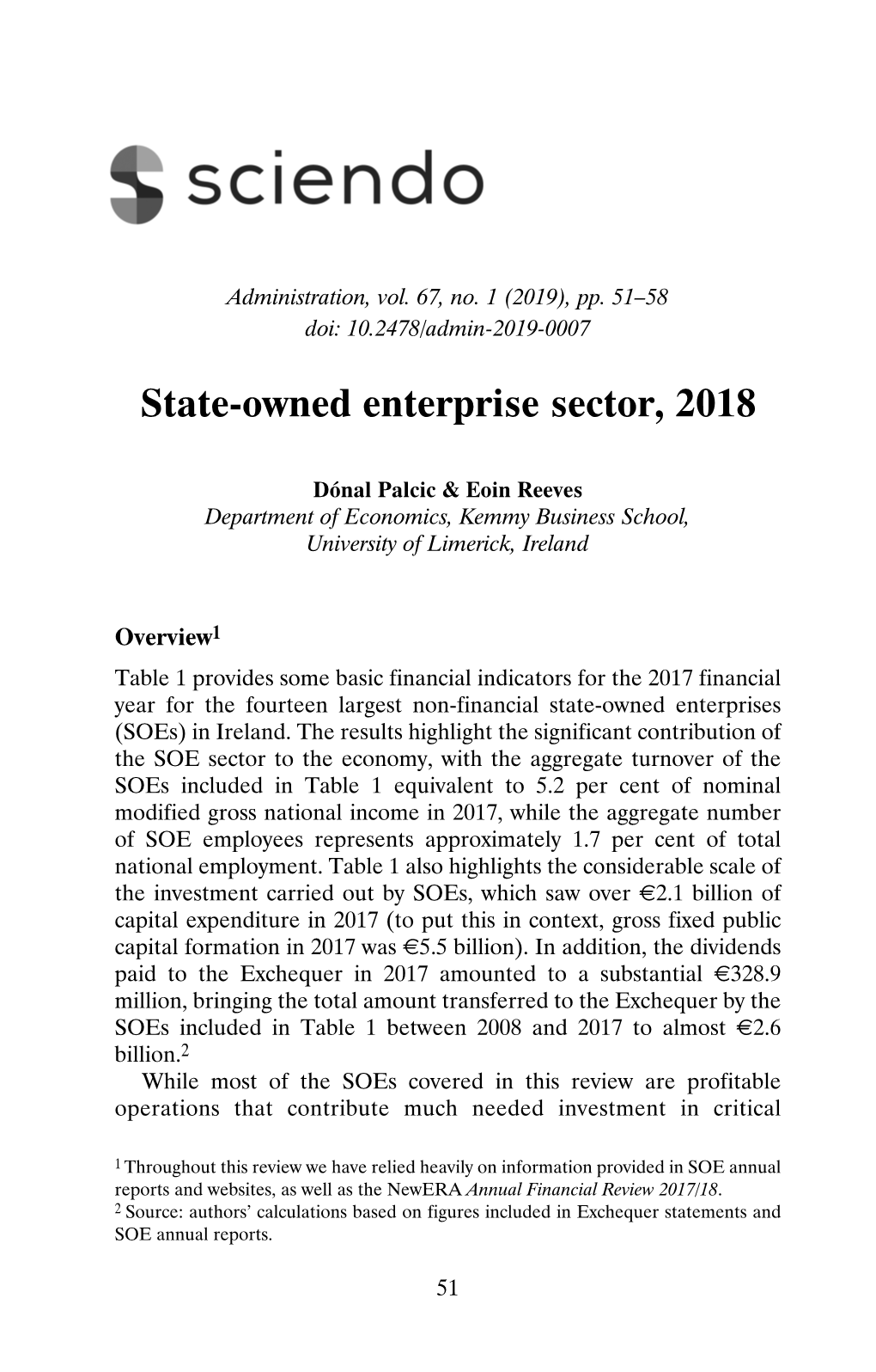 State-Owned Enterprise Sector, 2018