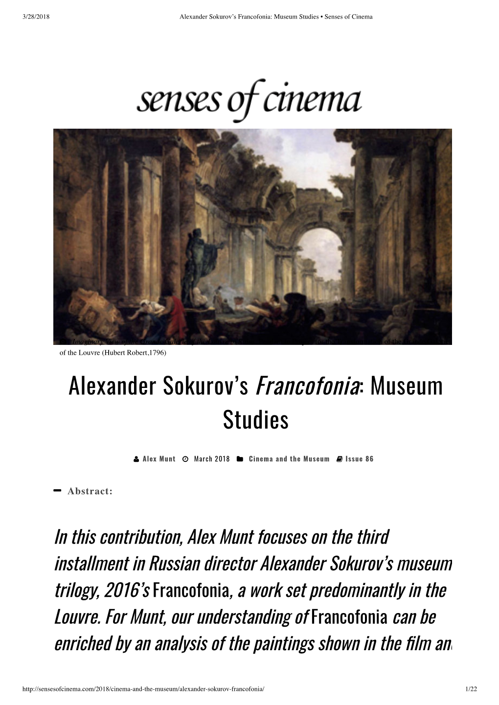 Alexander Sokurov's Francofonia