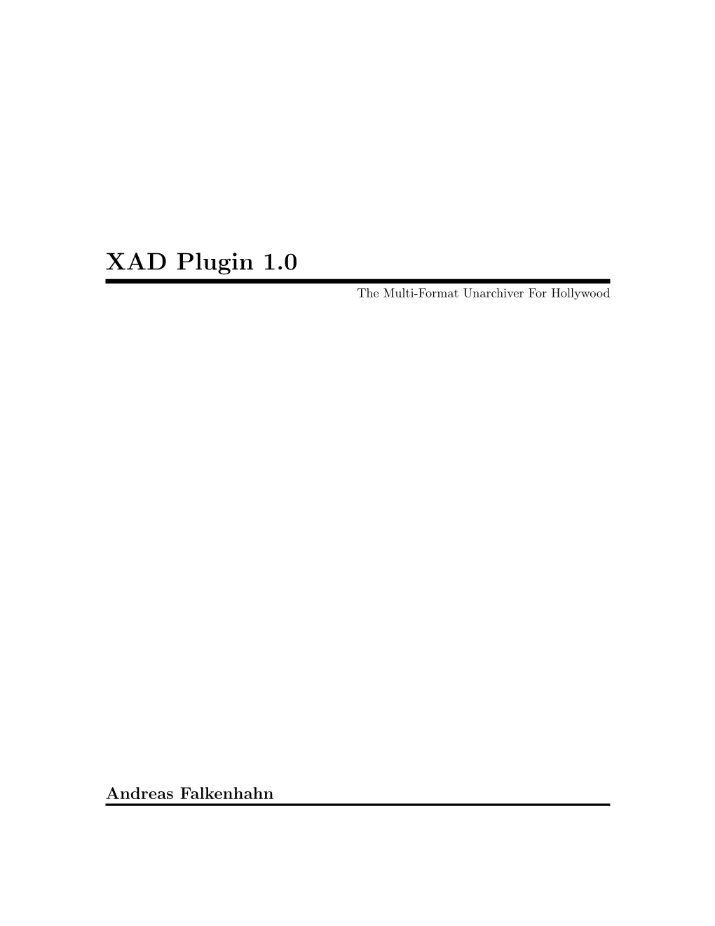 XAD Plugin 1.0 the Multi-Format Unarchiver for Hollywood