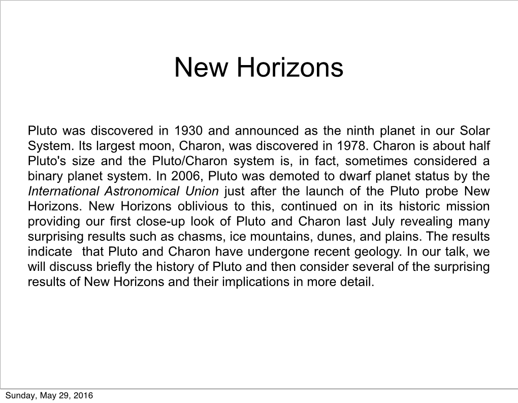 NEW HORIZONS PLUTO and CHARON