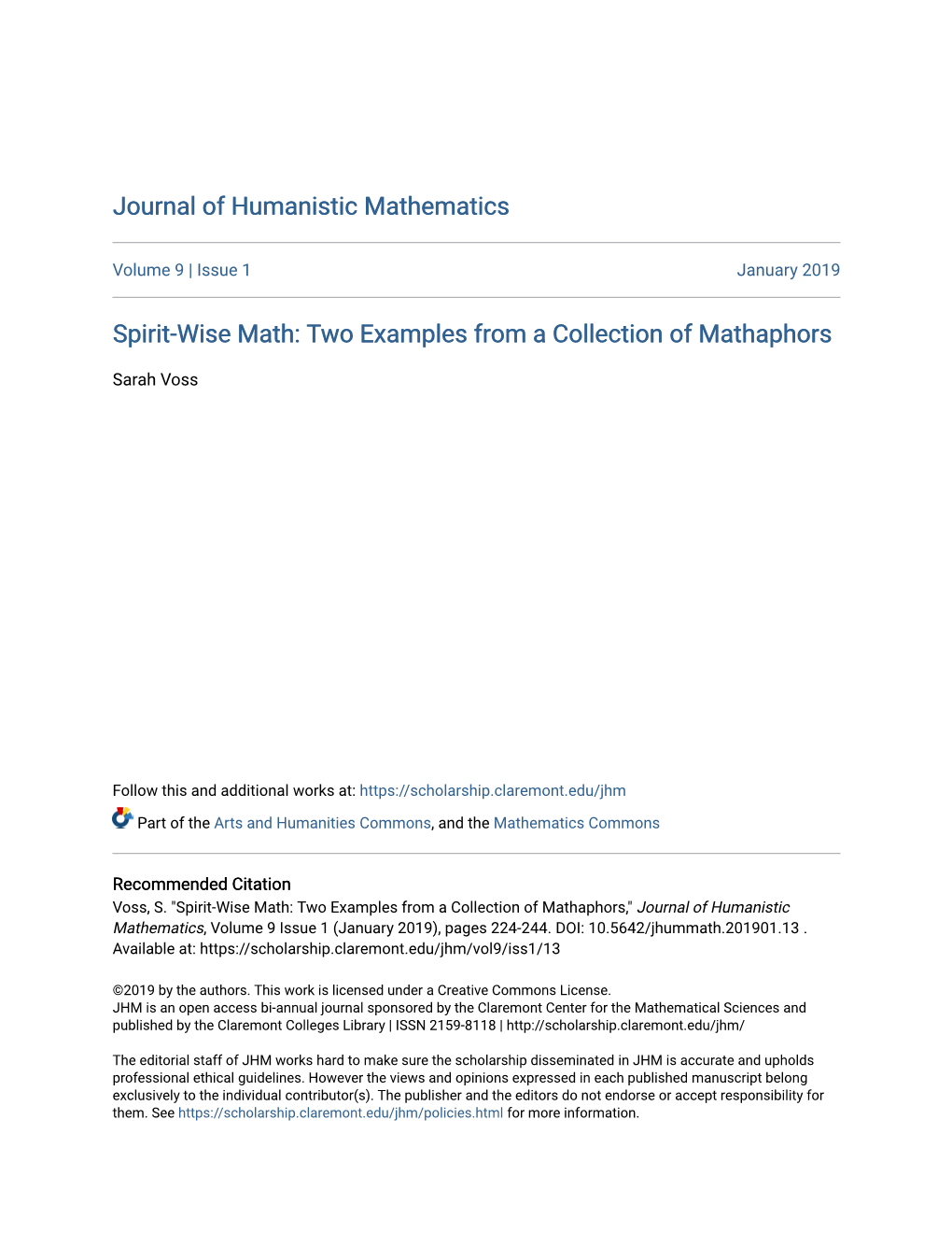 Spirit-Wise Math: Two Examples from a Collection of Mathaphors