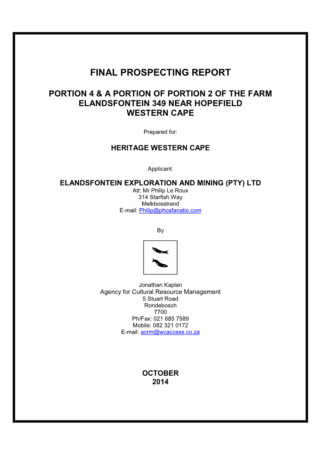 Final Prospecting Monitoring Report