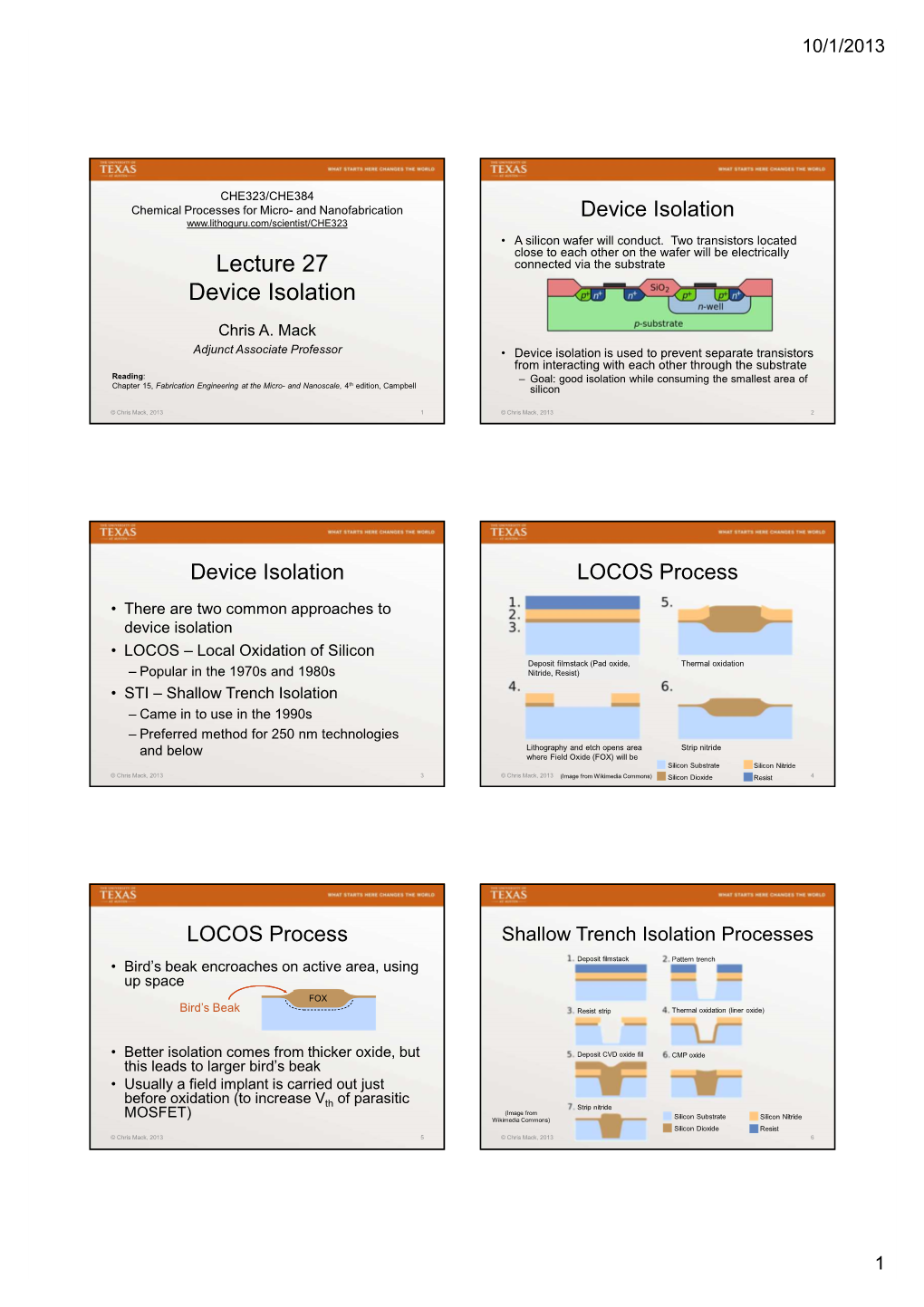 Lecture 27 Device Isolation