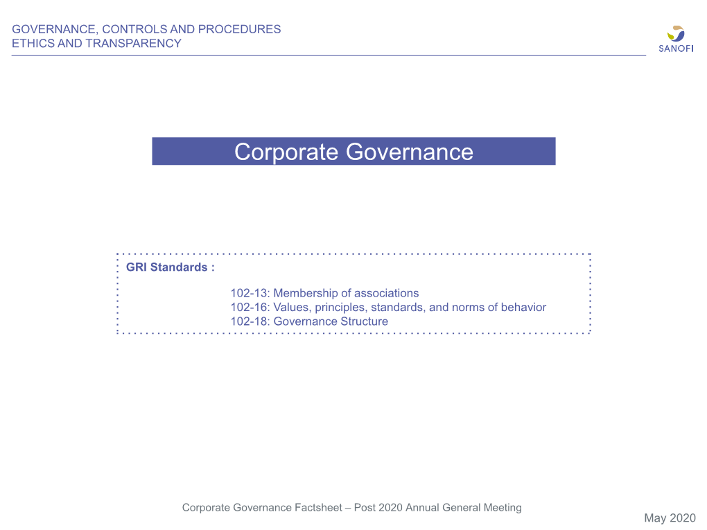 Sanofi Corporate Governance