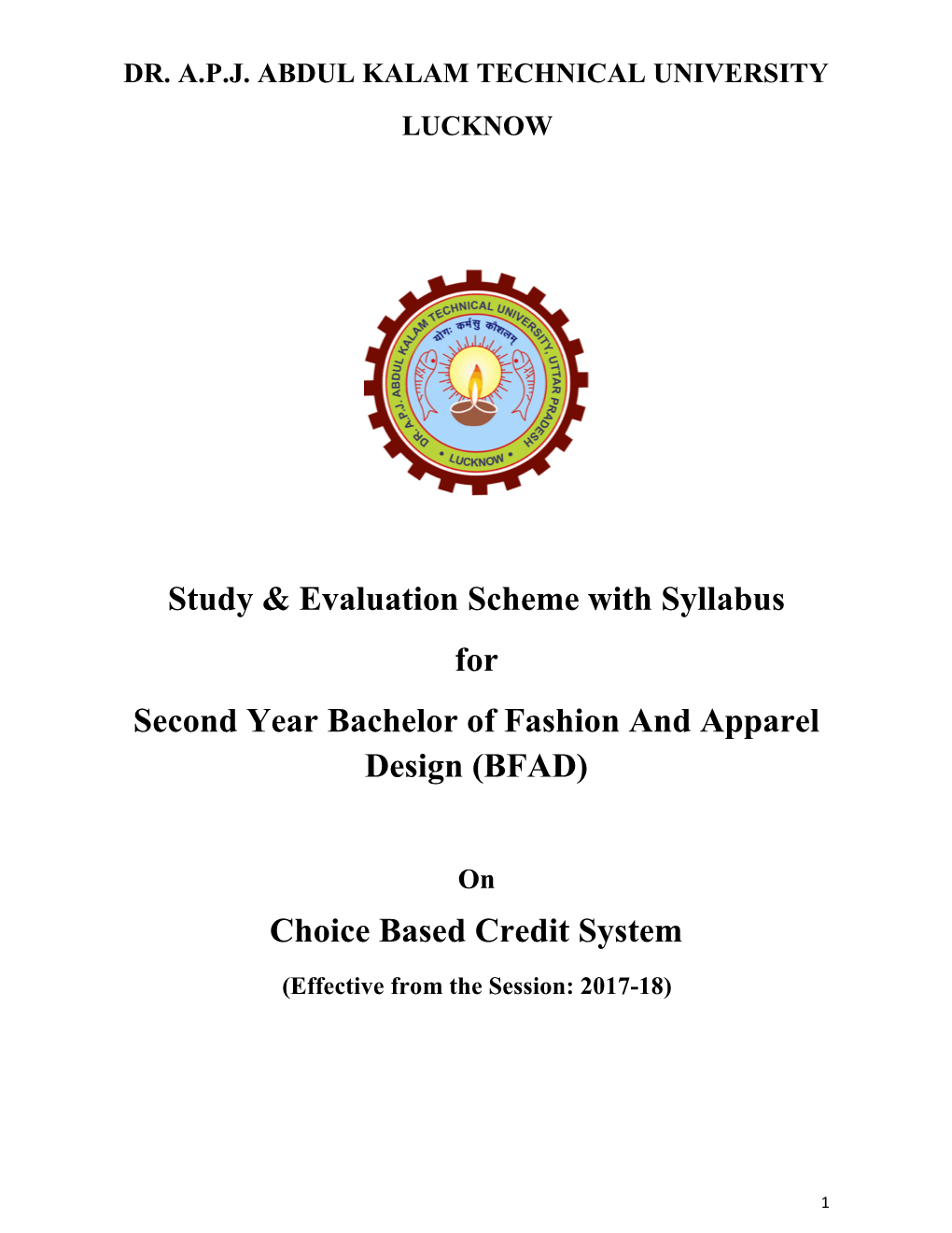 BFAD II Year Evaluation Scheme and Syllabus (Effective from 2017-18)